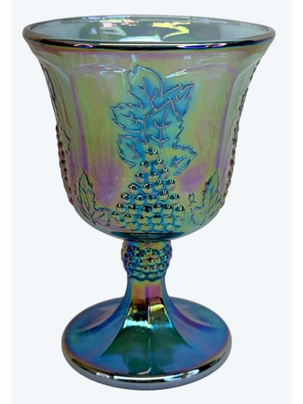 Indiana Glass Blue Carnival Glass Harvest Goblet
